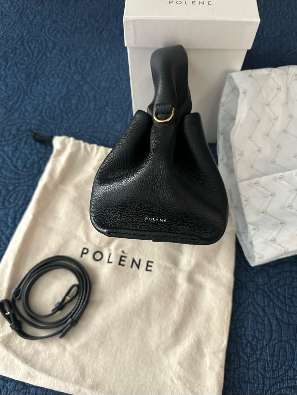 Authentic! NWT! Polene Numéro Neuf Mini in Textured Black - Retail $540! - Picture 12 of 17
